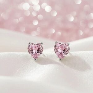 Heart-Shaped Pink Stud Earrings
